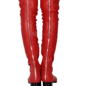 Milanoo red thigh high boots